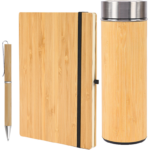 set regalo multiuso bambù 3 pezzi: blocco notes, penna e borraccia EVER - immagine 2