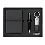 set regalo 3 pezzi: notebook tavolo, penna e portachiavi LUCANO